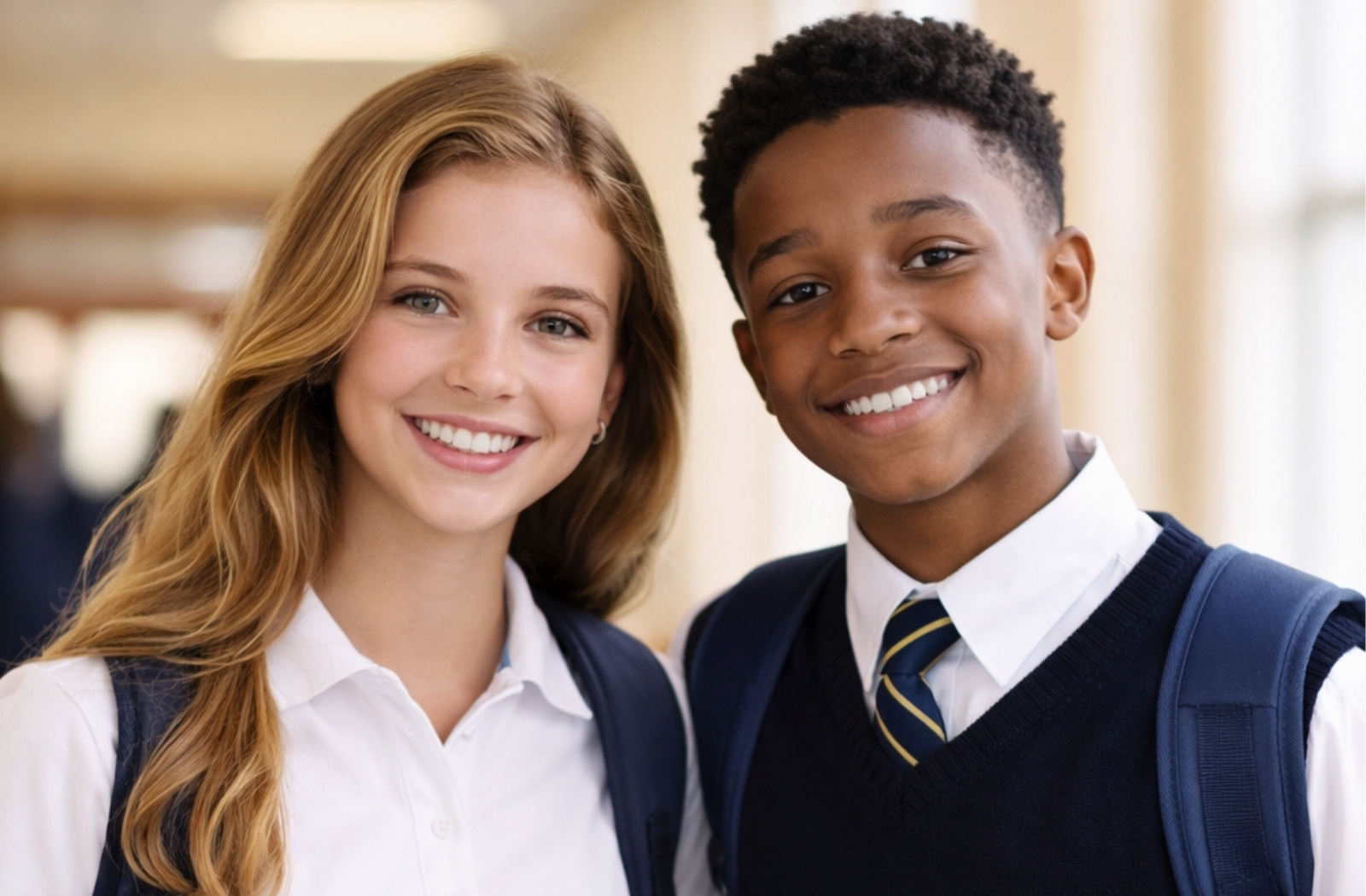 Students in school uniforms on a Canadian school campus