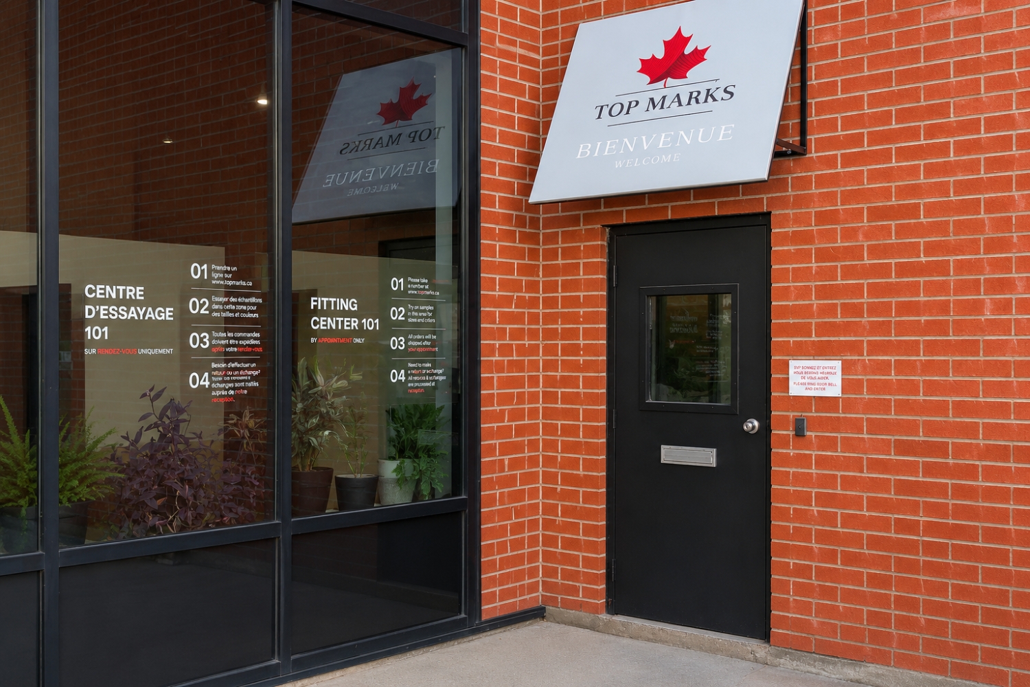 Customer entrance to the Top Marks Montreal Fit Centre